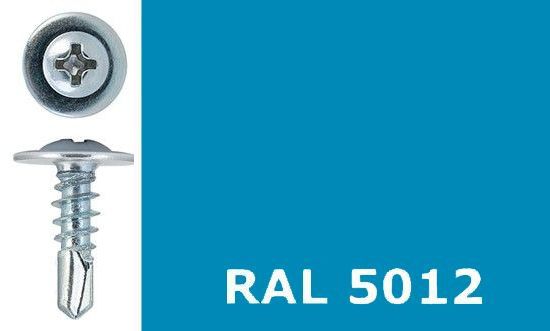 Саморез-клоп с буром 4,2х13 окрашенный, RAL 5012 (голубой) - фото